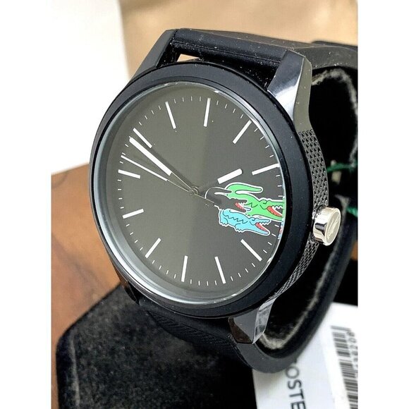 Lacoste Men's Watch 2011134 Quartz Black Dial Textured Rubber Band 12.12…
